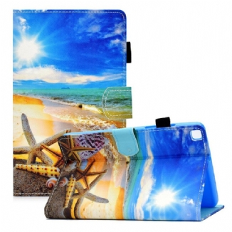 Capa De Couro Para Samsung Galaxy Tab A7 Lite Praia Divertida