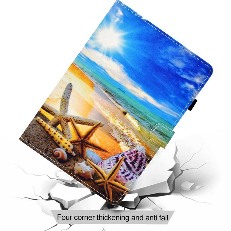 Capa De Couro Para Samsung Galaxy Tab A7 Lite Praia Divertida