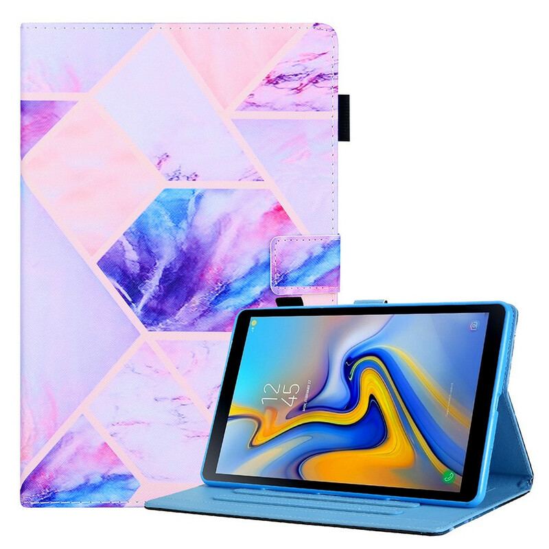 Capa De Couro Para Samsung Galaxy Tab A7 Lite Projeto De Geometria De Mármore