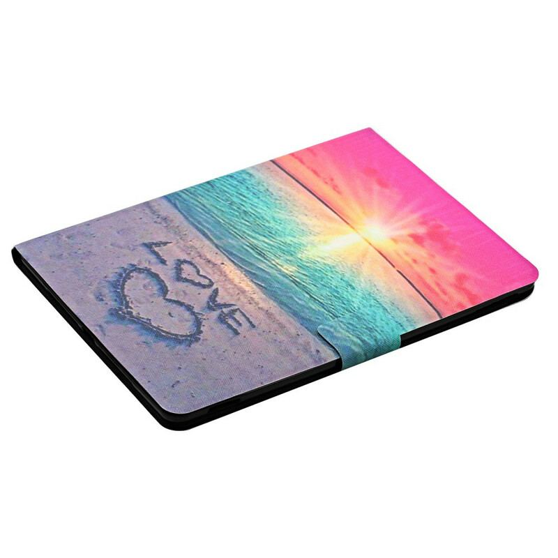 Capa Em Pele Para Samsung Galaxy Tab A7 Lite Amor Ao Pôr Do Sol