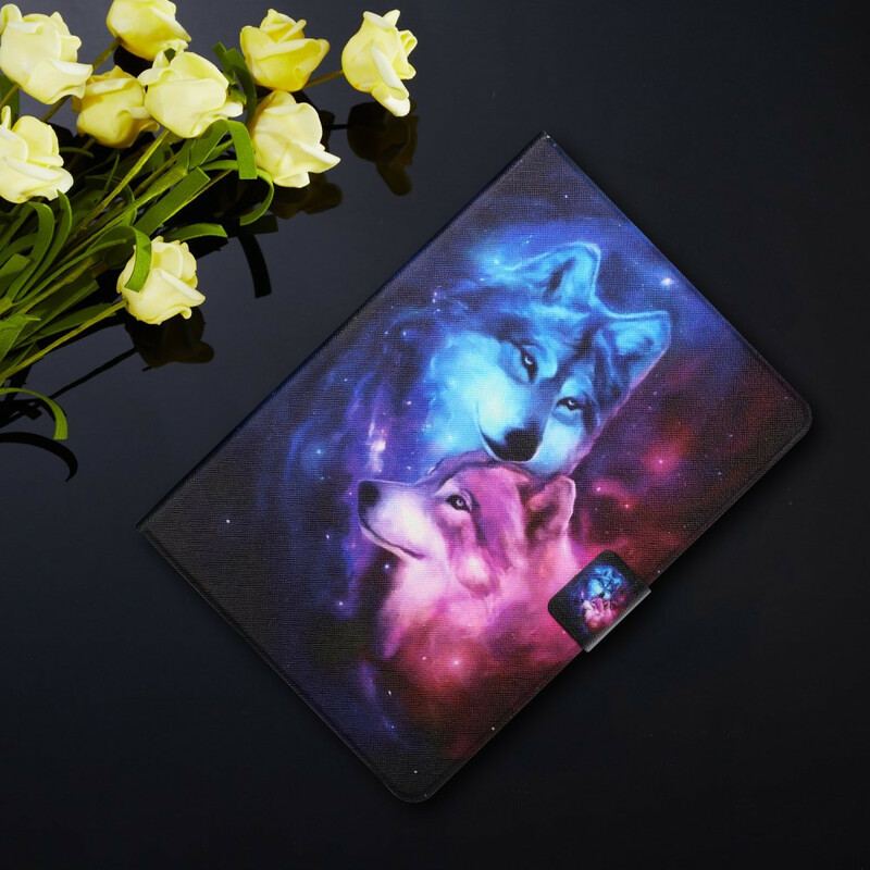 Capa Em Pele Para Samsung Galaxy Tab A7 Lite Casal De Lobos