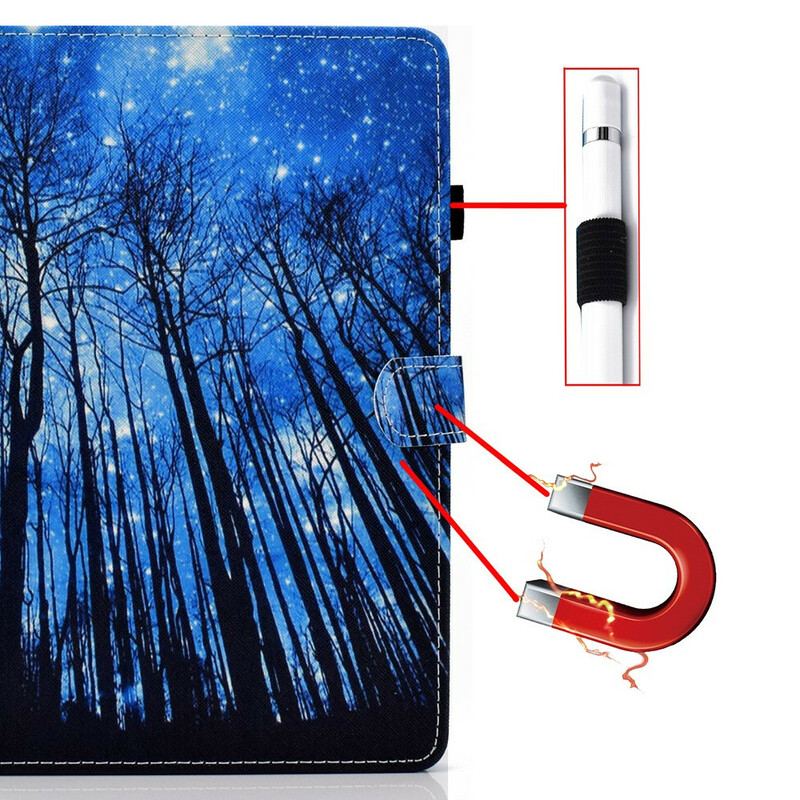 Capa Em Pele Para Samsung Galaxy Tab A7 Lite Floresta Noturna