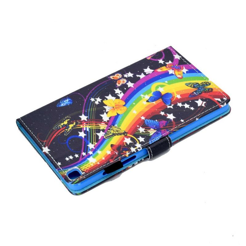 Capa Flip Para Samsung Galaxy Tab A7 Lite Borboletas Arco-íris