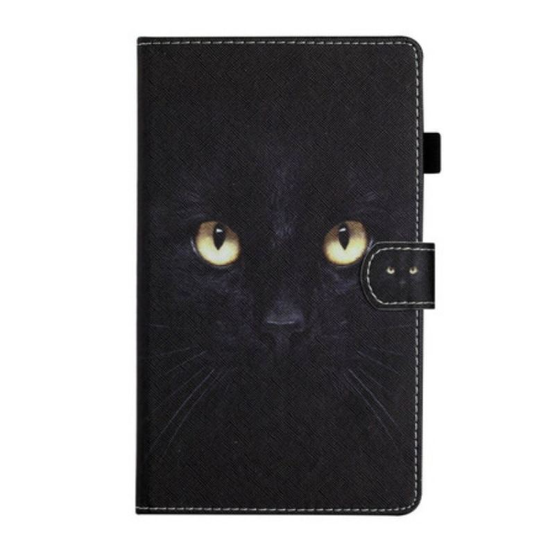 Capa Flip Para Samsung Galaxy Tab A7 Lite Olhos De Gato Preto