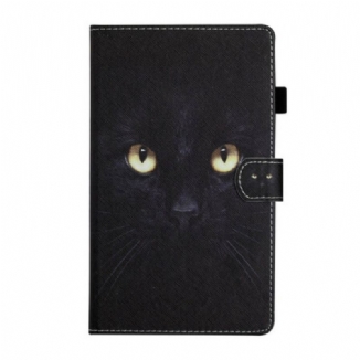 Capa Flip Para Samsung Galaxy Tab A7 Lite Olhos De Gato Preto