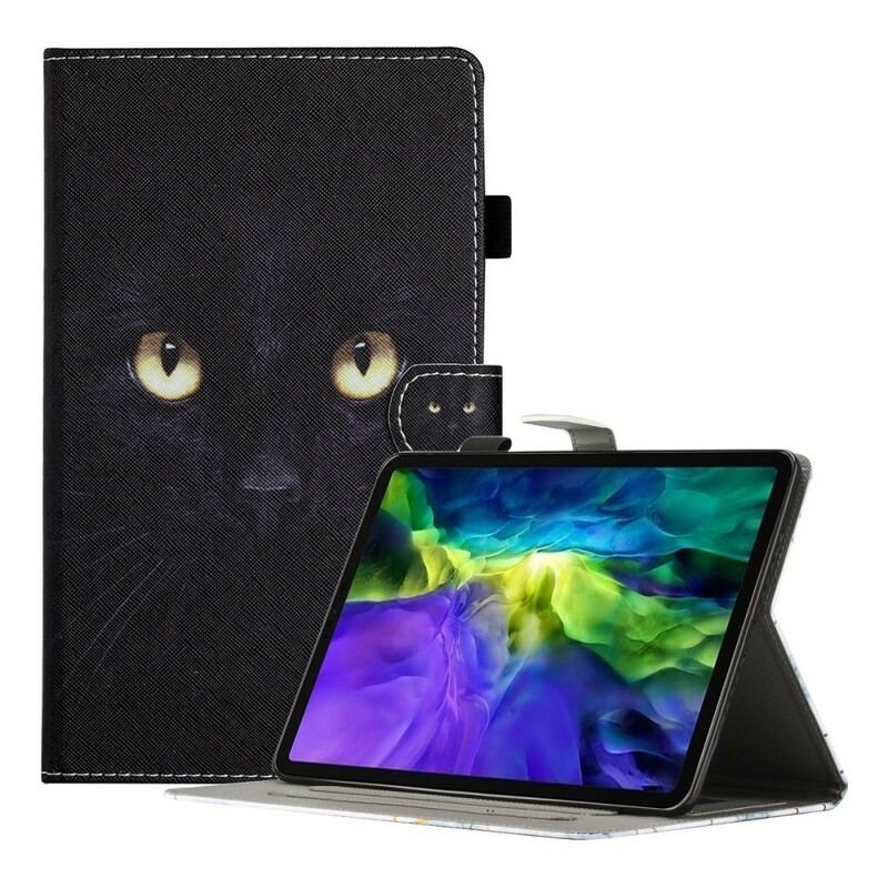 Capa Flip Para Samsung Galaxy Tab A7 Lite Olhos De Gato Preto