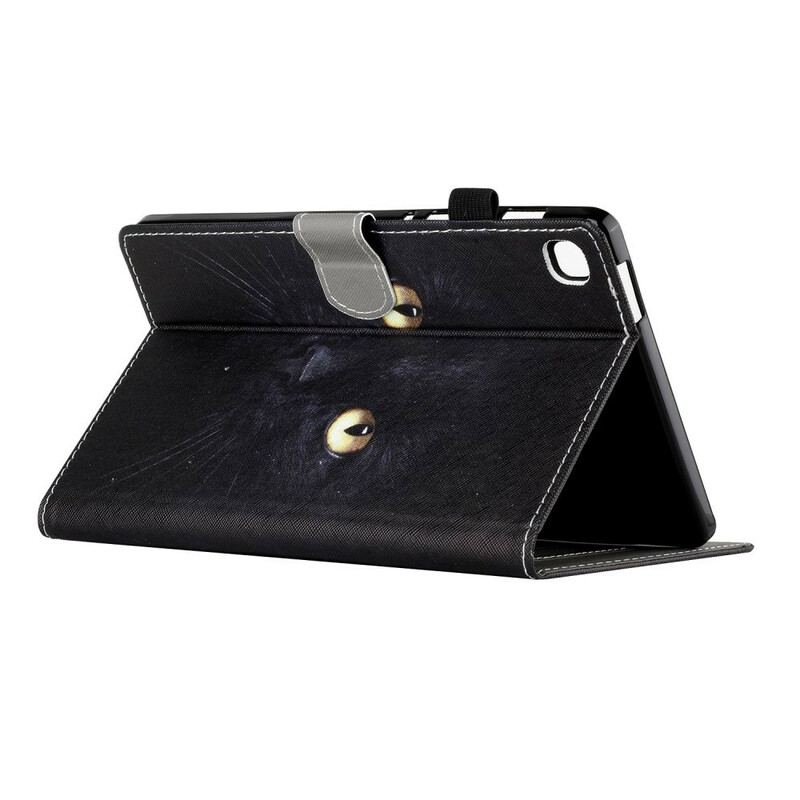 Capa Flip Para Samsung Galaxy Tab A7 Lite Olhos De Gato Preto