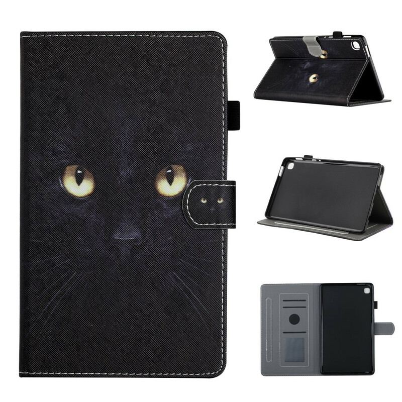 Capa Flip Para Samsung Galaxy Tab A7 Lite Olhos De Gato Preto