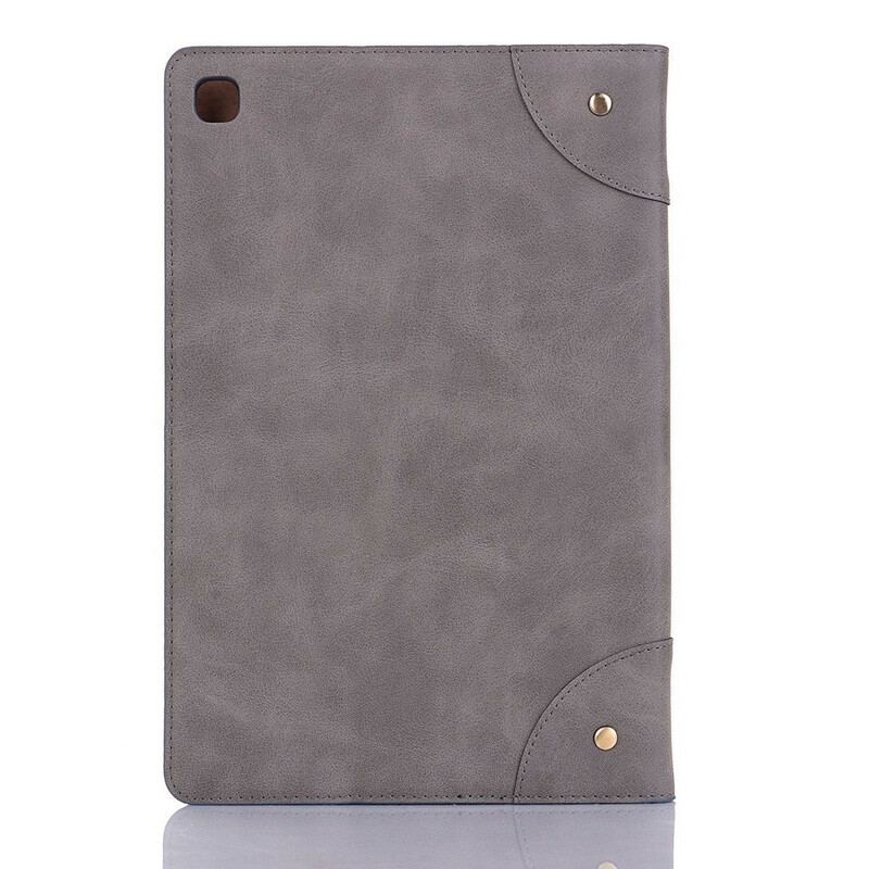 Capa Para Samsung Galaxy Tab A7 Lite Rebites Vintage De Couro Sintético