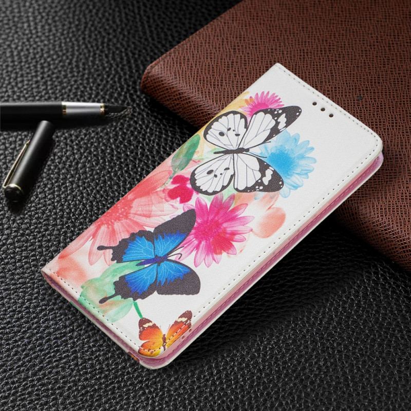 Capa De Celular Para Samsung Galaxy A53 5G Flip Borboletas Coloridas