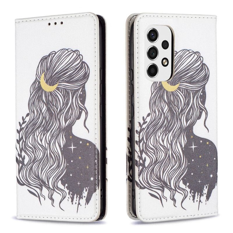 Capa De Celular Para Samsung Galaxy A53 5G Flip Cabelo Bonito