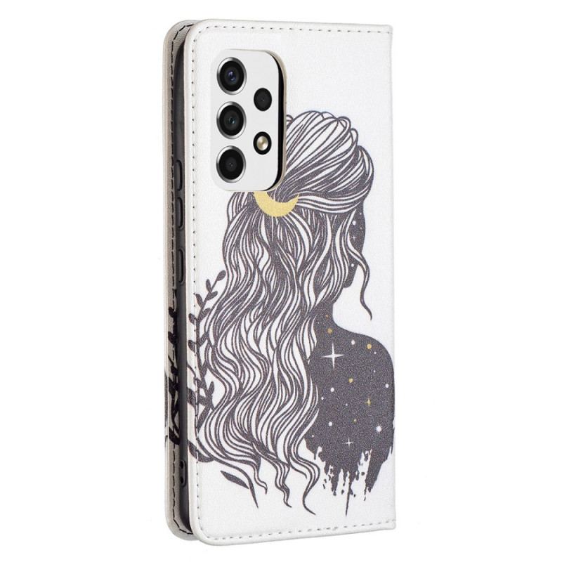 Capa De Celular Para Samsung Galaxy A53 5G Flip Cabelo Bonito