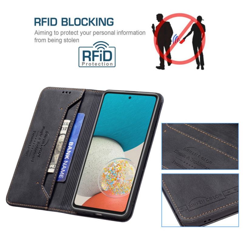 Capa De Celular Para Samsung Galaxy A53 5G Flip Costura Rfid Cor Binfen