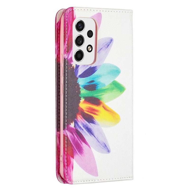 Capa De Celular Para Samsung Galaxy A53 5G Flip Flor Aquarela