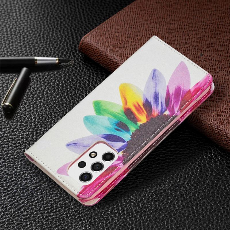 Capa De Celular Para Samsung Galaxy A53 5G Flip Flor Aquarela