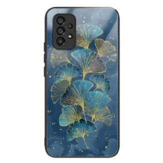 Capa De Celular Para Samsung Galaxy A53 5G Folhas De Vidro Temperado Ginkgo