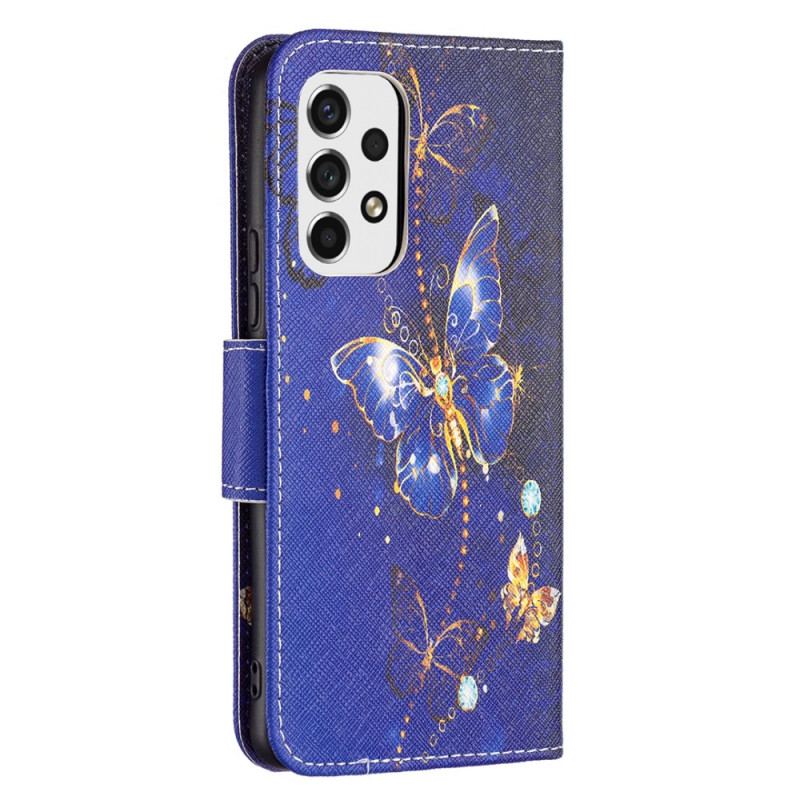 Capa De Couro Para Samsung Galaxy A53 5G Borboletas Da Noite