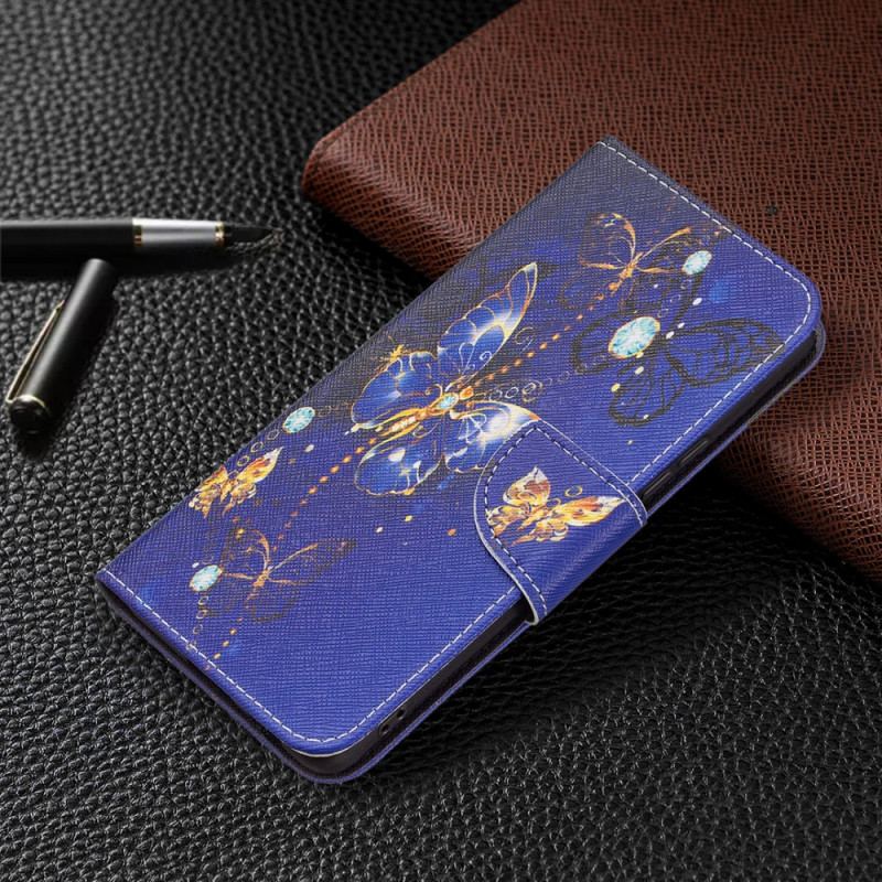 Capa De Couro Para Samsung Galaxy A53 5G Borboletas Da Noite