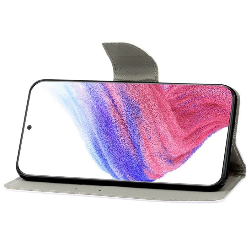 Capa De Couro Para Samsung Galaxy A53 5G De Cordão Cinta Marinha