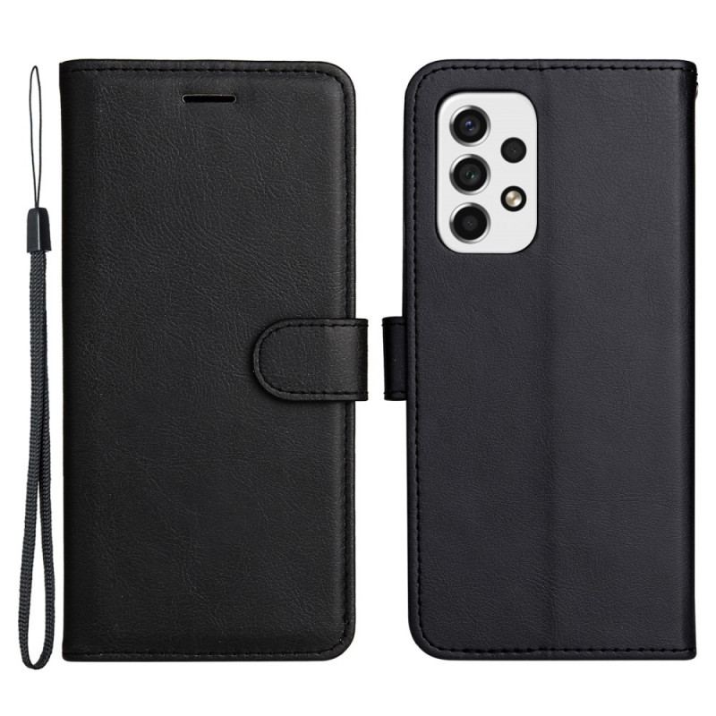 Capa De Couro Para Samsung Galaxy A53 5G De Cordão Estilo De Couro Simples Com Tiras