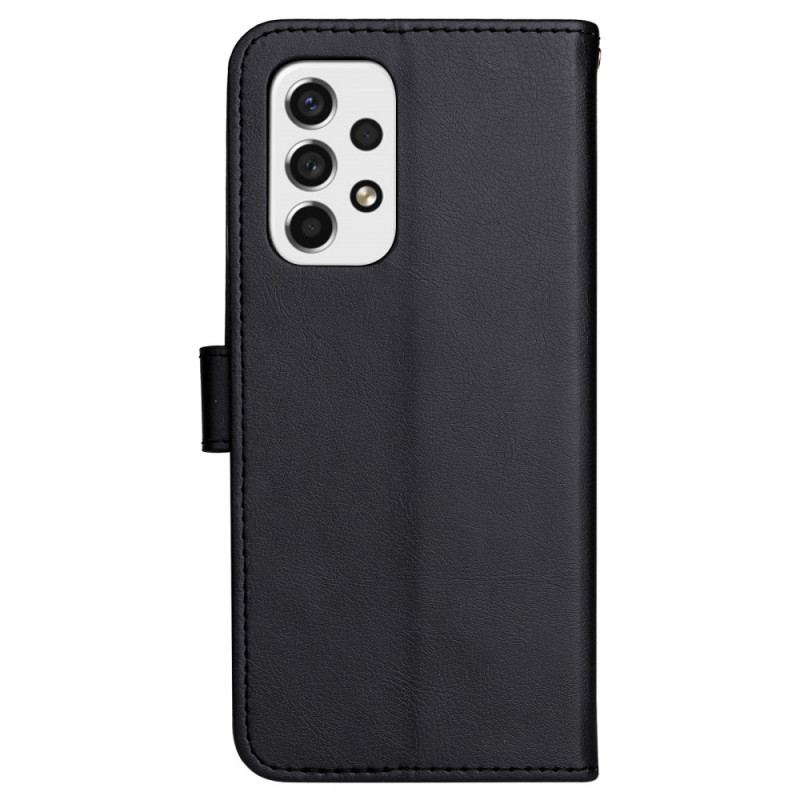 Capa De Couro Para Samsung Galaxy A53 5G De Cordão Estilo De Couro Simples Com Tiras