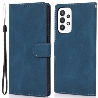 Capa De Couro Para Samsung Galaxy A53 5G De Cordão Estilo De Couro Vintage Com Tiras