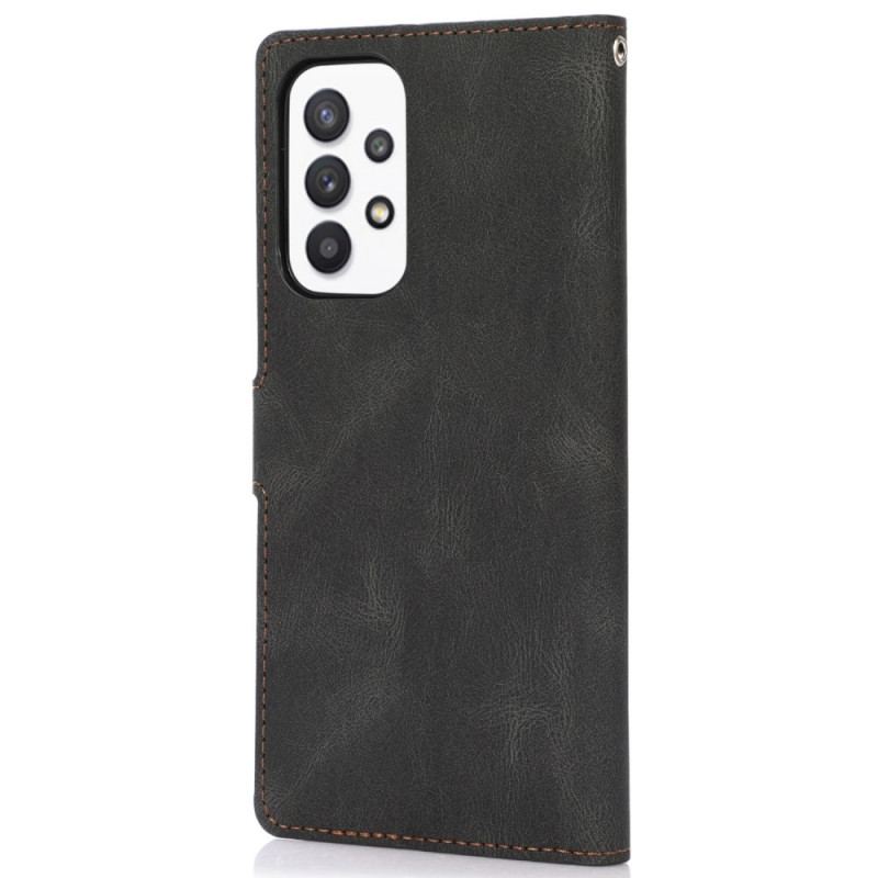 Capa De Couro Para Samsung Galaxy A53 5G De Cordão Estilo De Couro Vintage Com Tiras