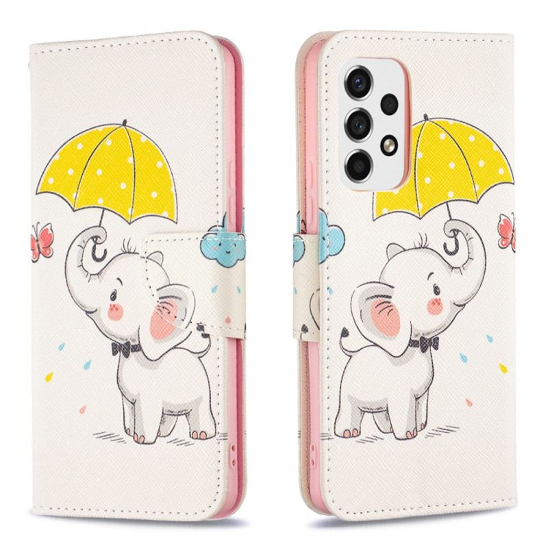 Capa De Couro Para Samsung Galaxy A53 5G Elefante Bébé