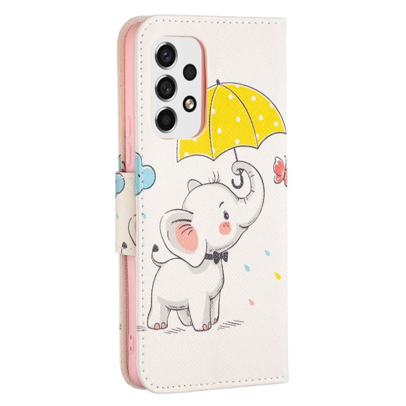 Capa De Couro Para Samsung Galaxy A53 5G Elefante Bébé