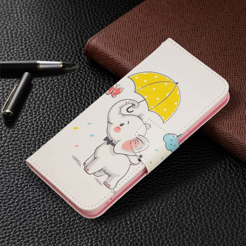 Capa De Couro Para Samsung Galaxy A53 5G Elefante Bébé