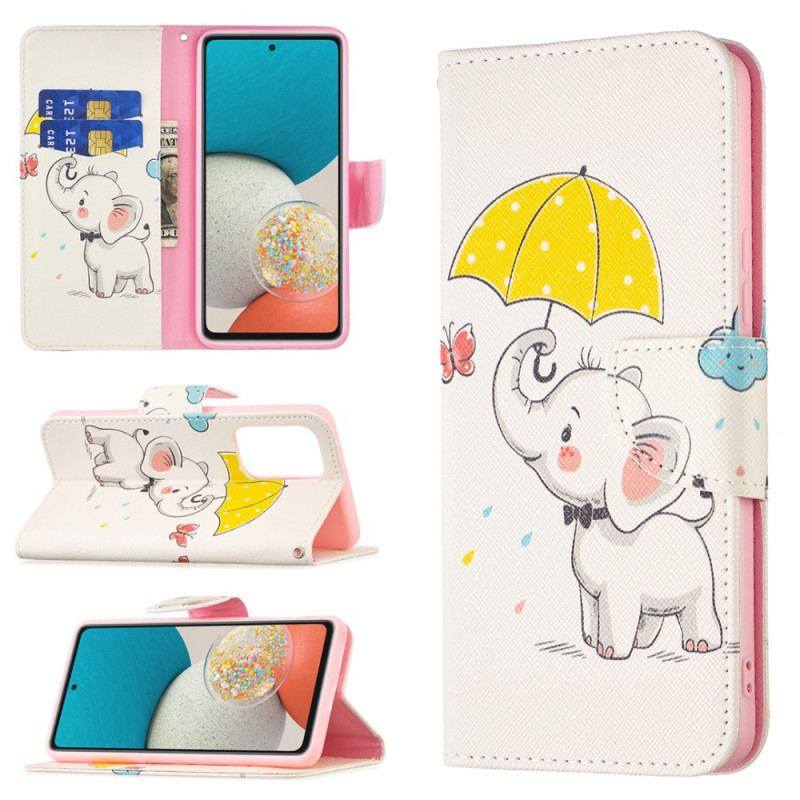 Capa De Couro Para Samsung Galaxy A53 5G Elefante Bébé