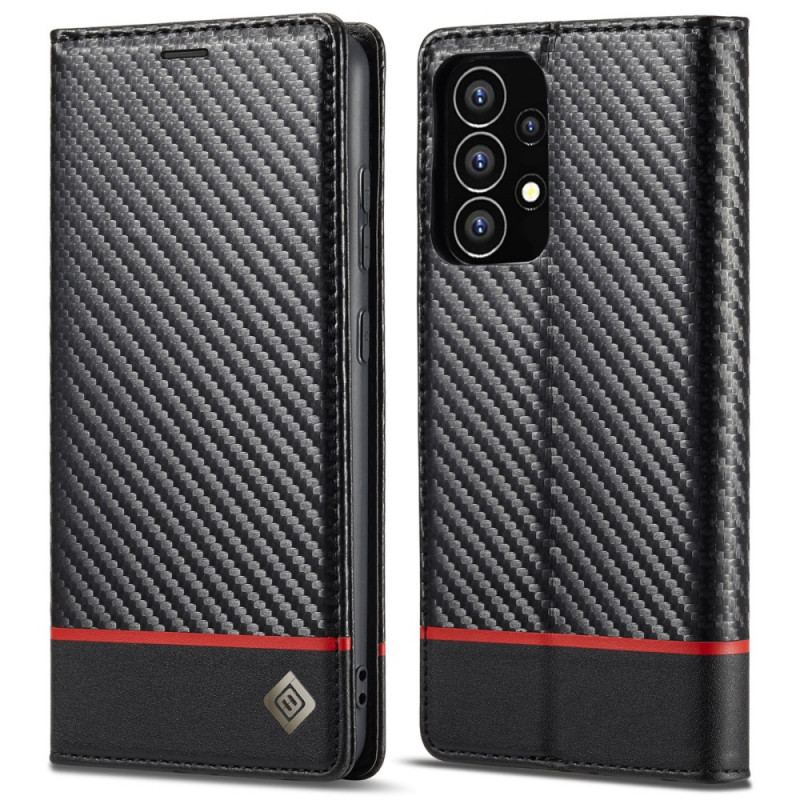 Capa De Couro Para Samsung Galaxy A53 5G Fibra De Carbono Lc.imeeke