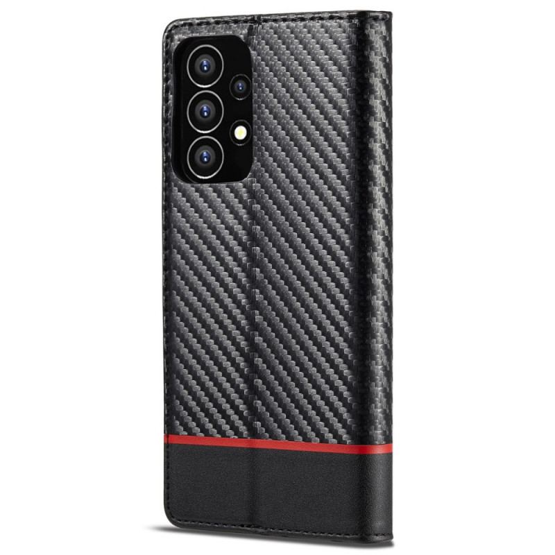 Capa De Couro Para Samsung Galaxy A53 5G Fibra De Carbono Lc.imeeke