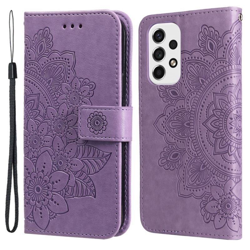 Capa De Couro Para Samsung Galaxy A53 5G Flor Mandala