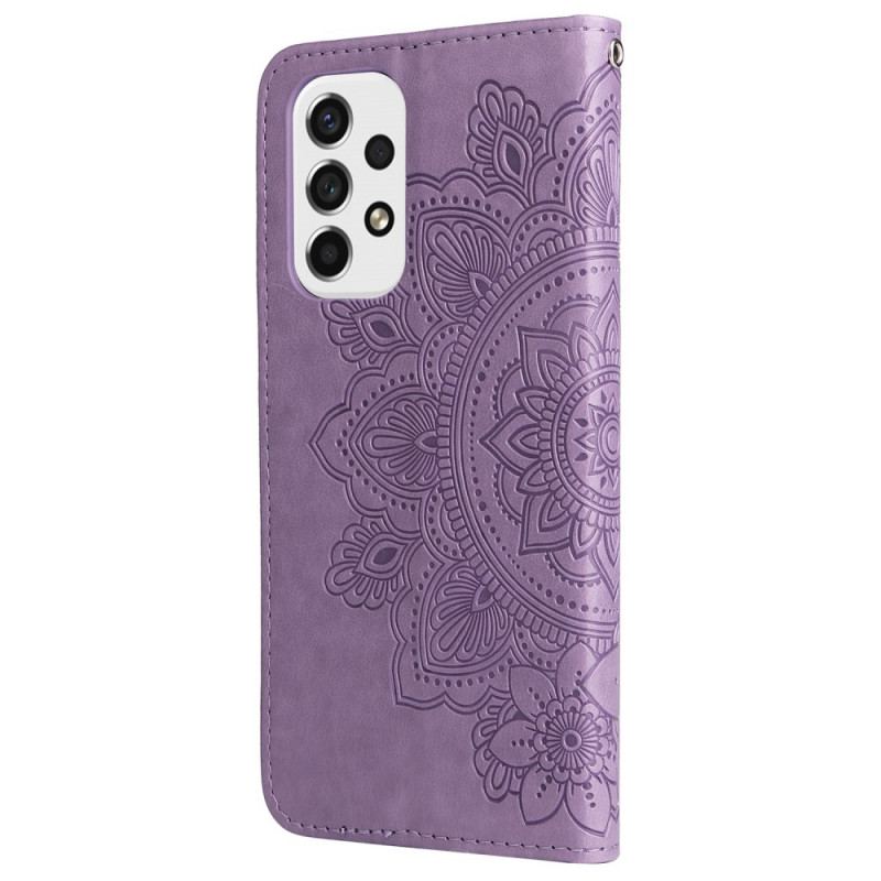 Capa De Couro Para Samsung Galaxy A53 5G Flor Mandala