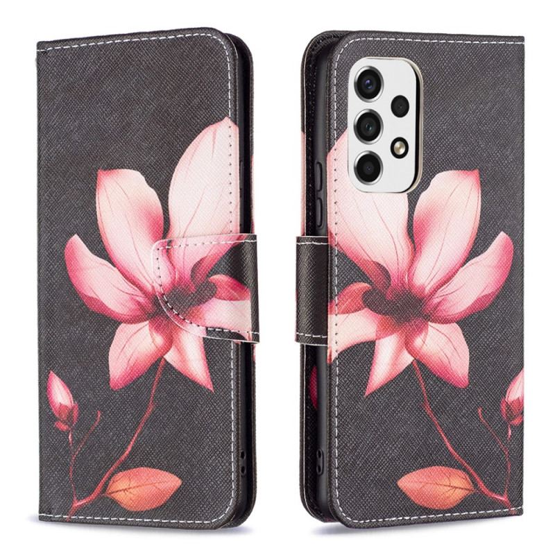 Capa De Couro Para Samsung Galaxy A53 5G Flor Rosa