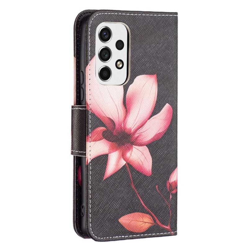 Capa De Couro Para Samsung Galaxy A53 5G Flor Rosa