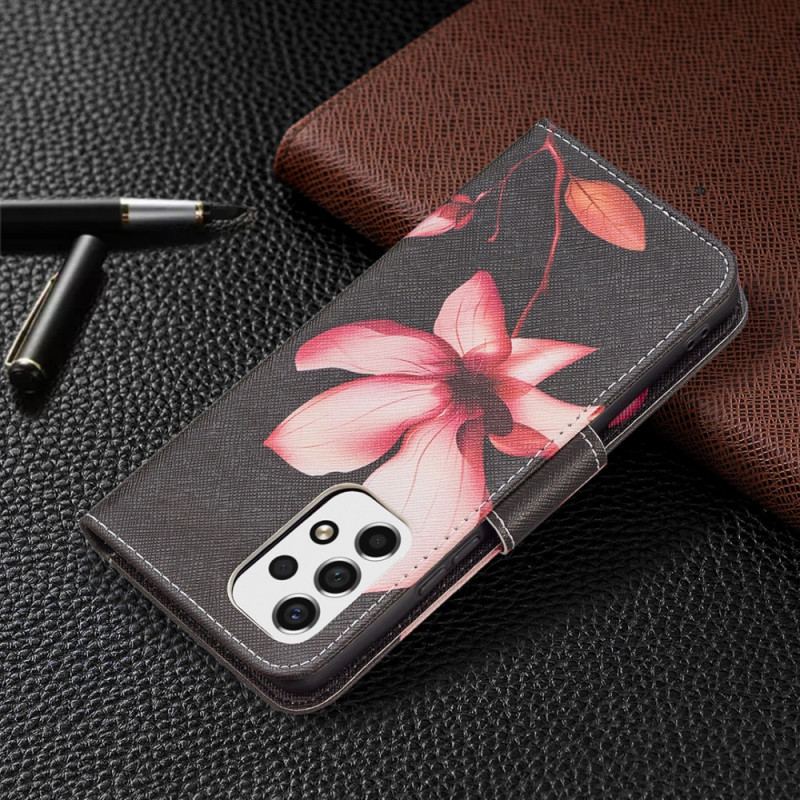 Capa De Couro Para Samsung Galaxy A53 5G Flor Rosa