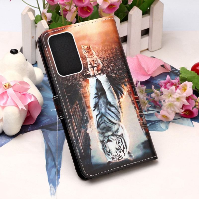 Capa Em Pele Para Samsung Galaxy A53 5G Gatinho