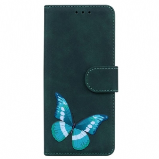 Capa Flip Para Samsung Galaxy A53 5G Borboleta Com Toque De Pele