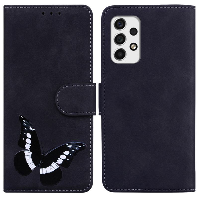 Capa Flip Para Samsung Galaxy A53 5G Borboleta Com Toque De Pele