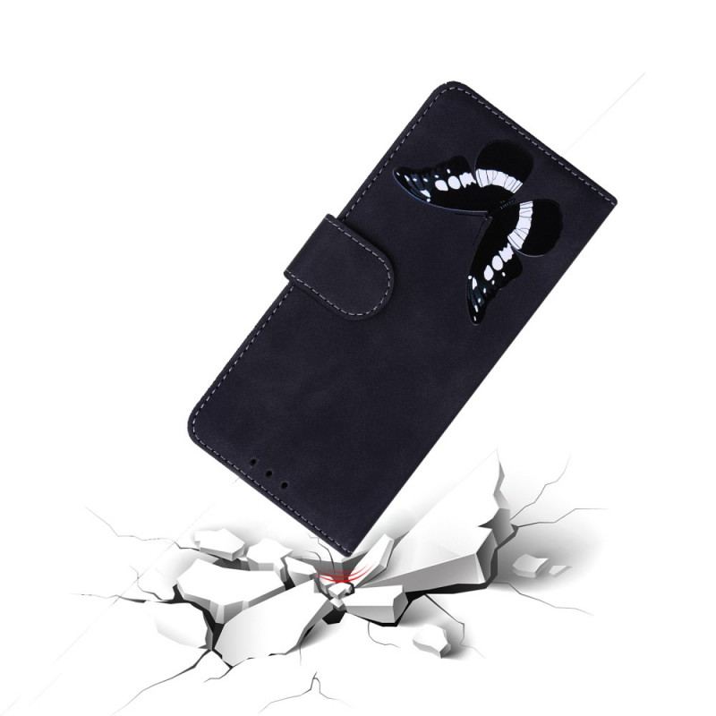 Capa Flip Para Samsung Galaxy A53 5G Borboleta Com Toque De Pele