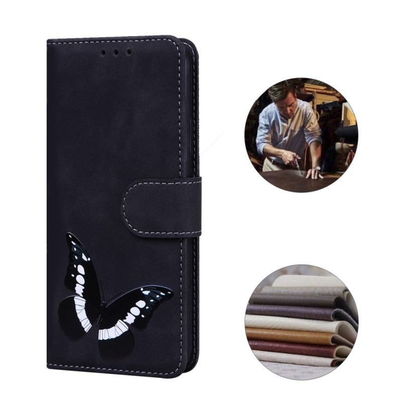 Capa Flip Para Samsung Galaxy A53 5G Borboleta Com Toque De Pele