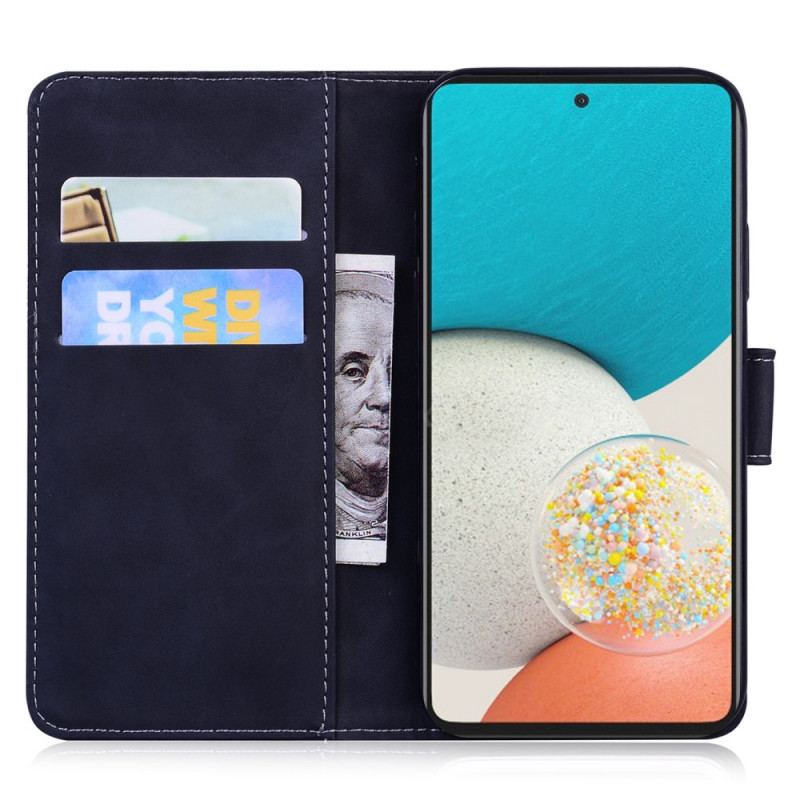 Capa Flip Para Samsung Galaxy A53 5G Borboleta Com Toque De Pele