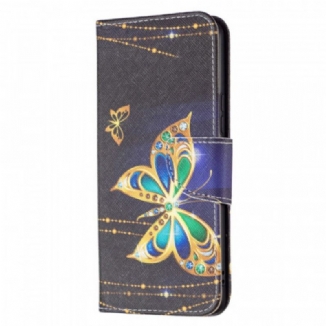 Capa Flip Para Samsung Galaxy A53 5G Borboletas Douradas