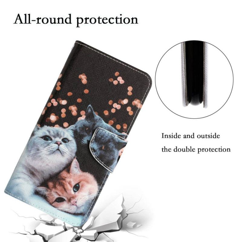 Capa Flip Para Samsung Galaxy A53 5G De Cordão Apenas Gatos Tangas