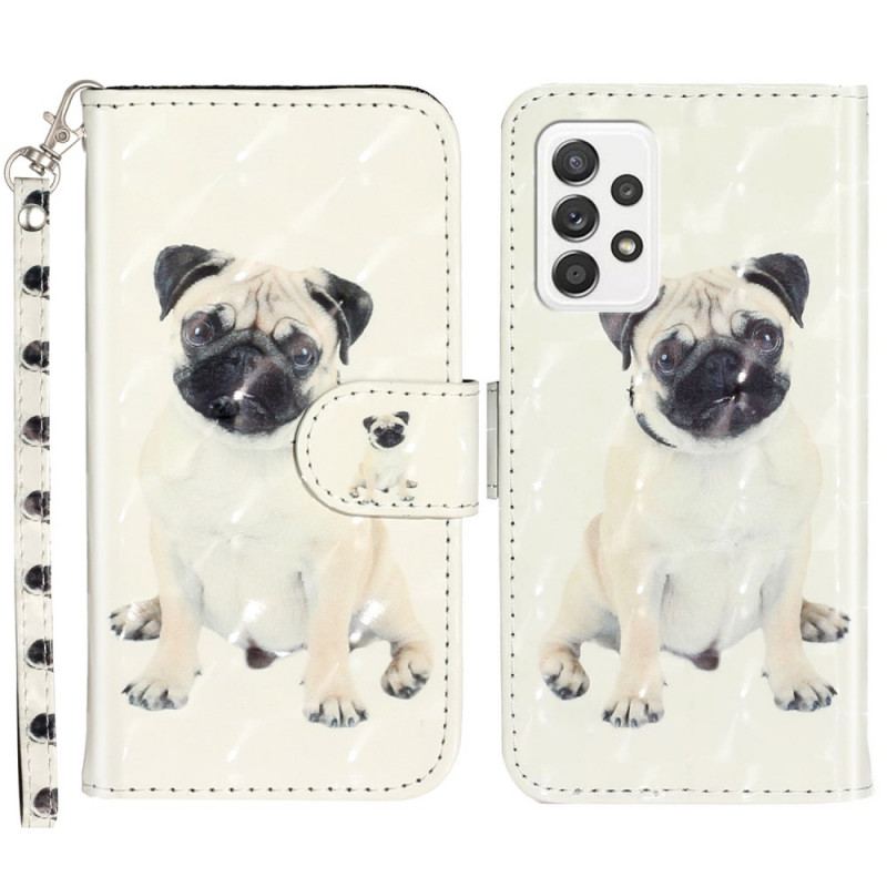 Capa Flip Para Samsung Galaxy A53 5G De Cordão Cachorro Tanga