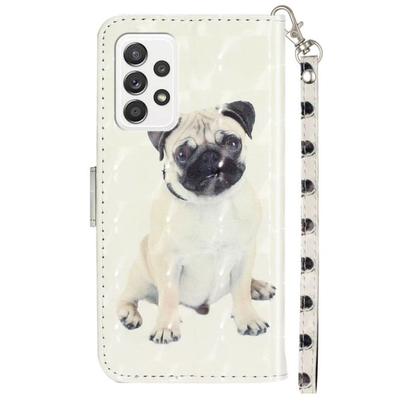 Capa Flip Para Samsung Galaxy A53 5G De Cordão Cachorro Tanga