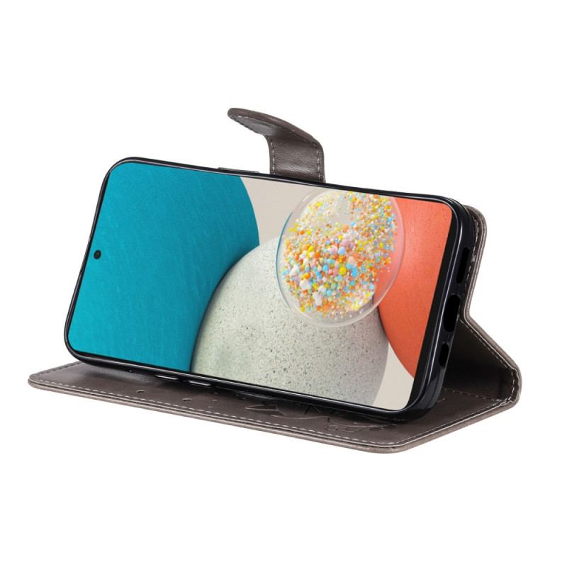 Capa Flip Para Samsung Galaxy A53 5G De Cordão Strappy Gato E Abelhas