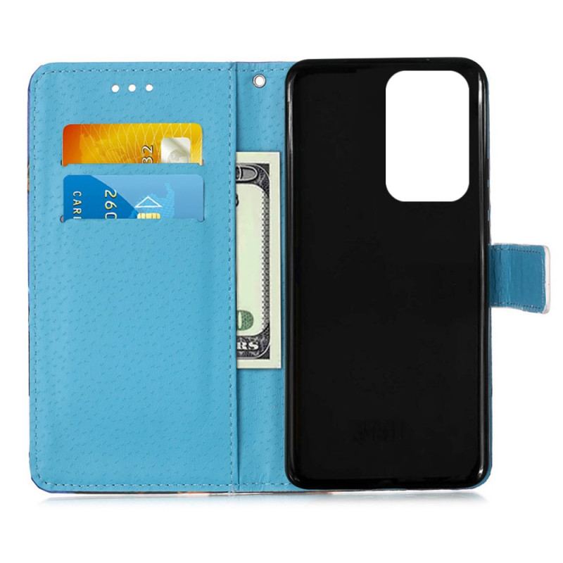 Capa Flip Para Samsung Galaxy A53 5G De Cordão Tanga Borboletas